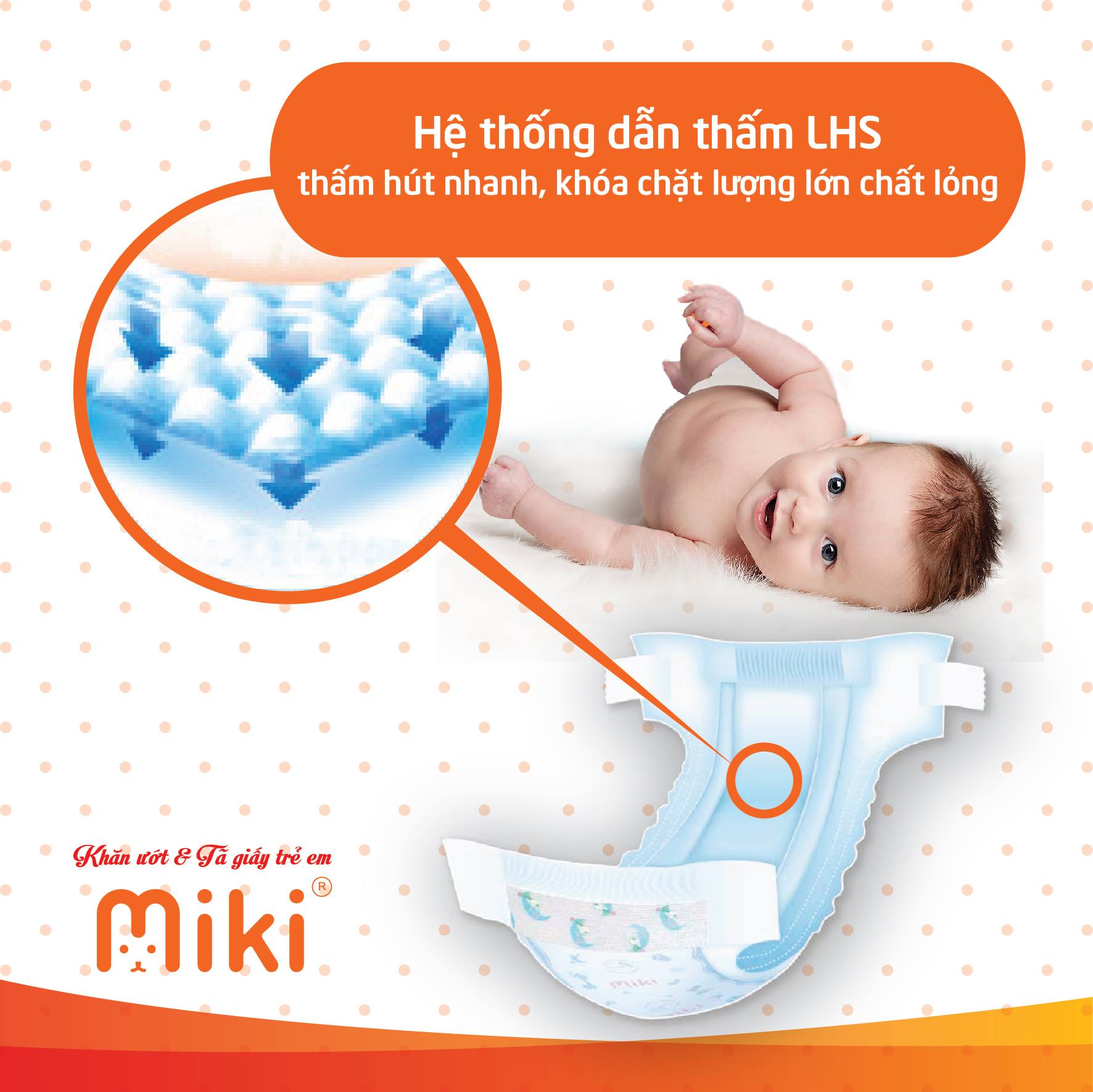 Bỉm Miki sử dụng Hệ thống dẫn thấm LHS