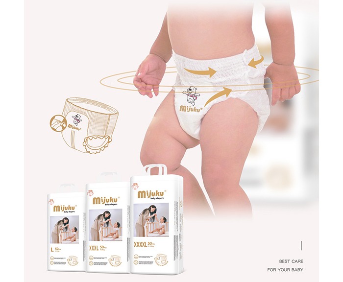 Bỉm Mijuku với thiết kế đai chun co giãn ôm khít vừa vặn mông bé